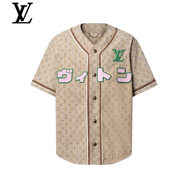 Louis Vuitton Beige Monogram Japanese Letter Baseball Shirt