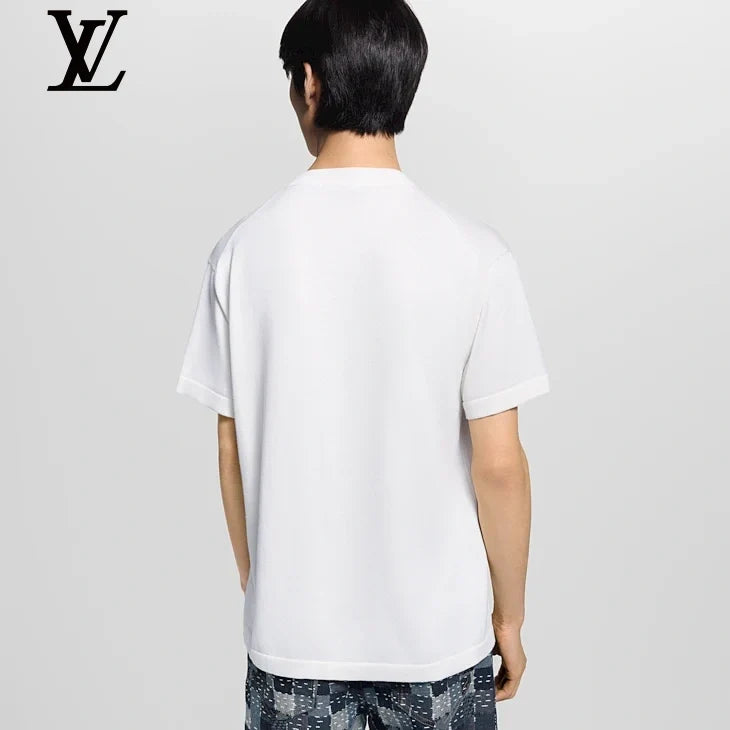 Louis Vuitton White Mount Fuji Embroidery Short Sleeve T-Shirt