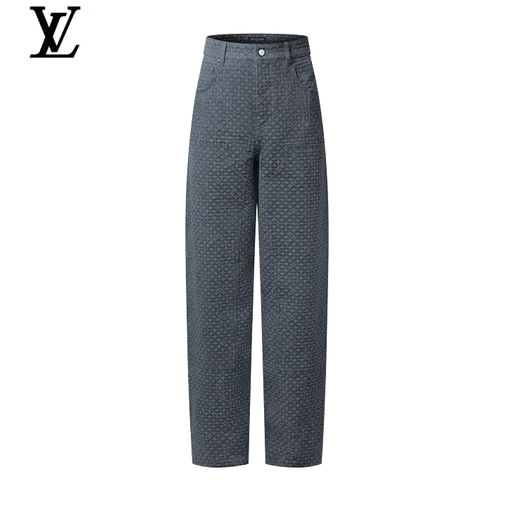 Louis Vuitton Grey Jacquard Wide-Leg Jeans