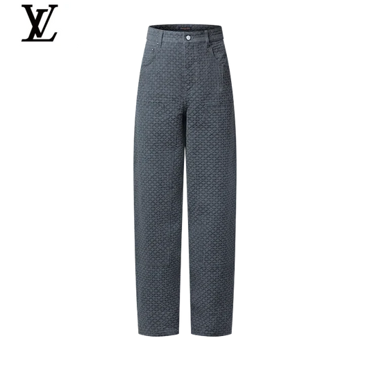 Louis Vuitton Grey Jacquard Wide-Leg Jeans