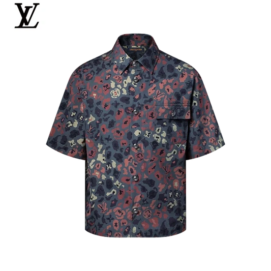 Louis Vuitton Camo Floral Print Short-Sleeve Shirt