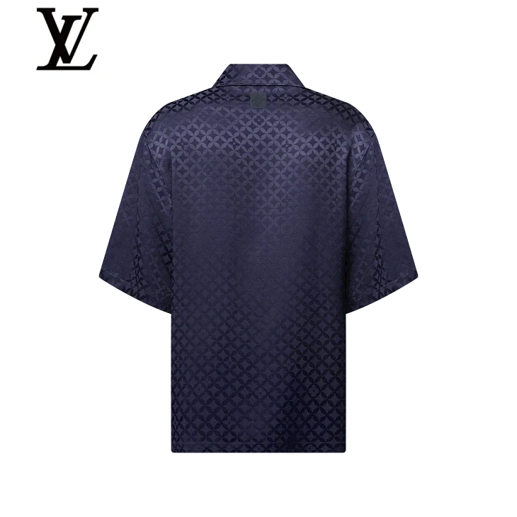 Louis Vuitton Dark Navy Monogram Silk Short-Sleeve Shirt