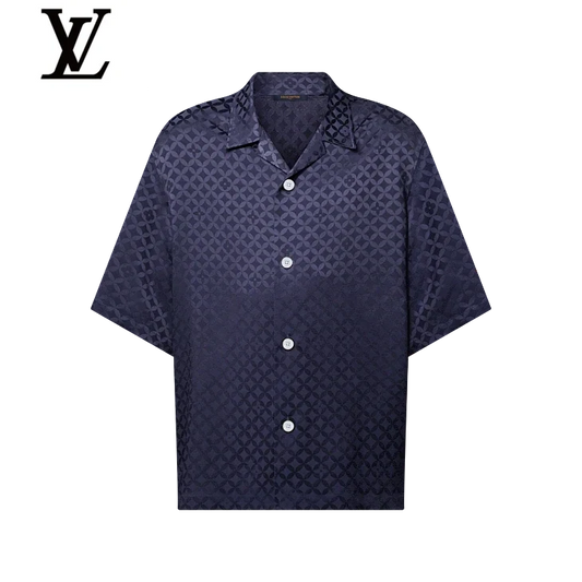 Louis Vuitton Dark Navy Monogram Silk Short-Sleeve Shirt