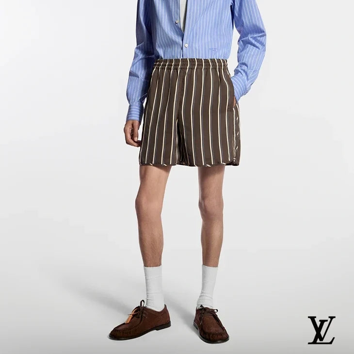 Louis Vuitton Navy Pleated Tailored Shorts