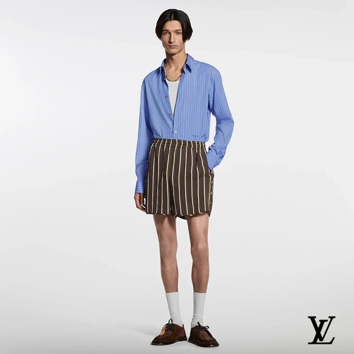 Louis Vuitton Navy Pleated Tailored Shorts