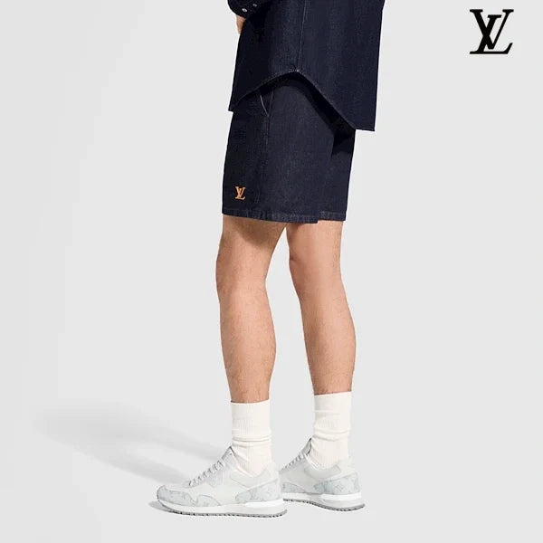 Louis Vuitton Dark Navy Small LV Embroidery Denim Shorts
