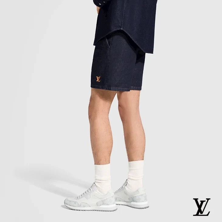 Louis Vuitton Dark Denim Embroidered Logo Shorts