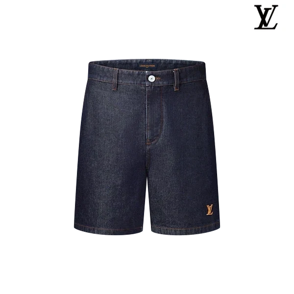 Louis Vuitton Dark Navy Small LV Embroidery Denim Shorts