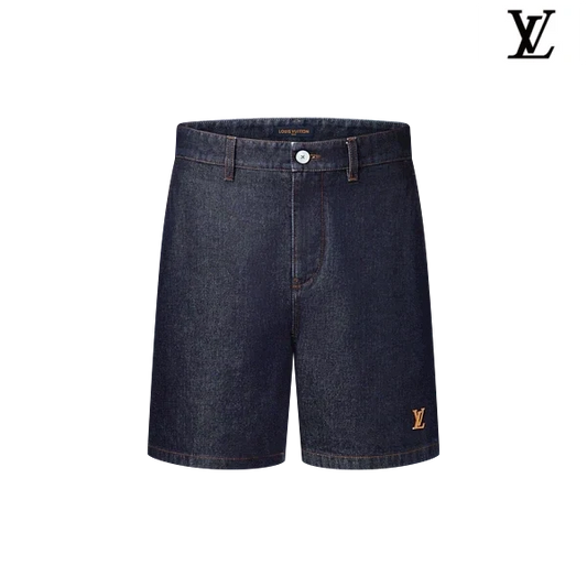 Louis Vuitton Dark Navy Small LV Embroidery Denim Shorts