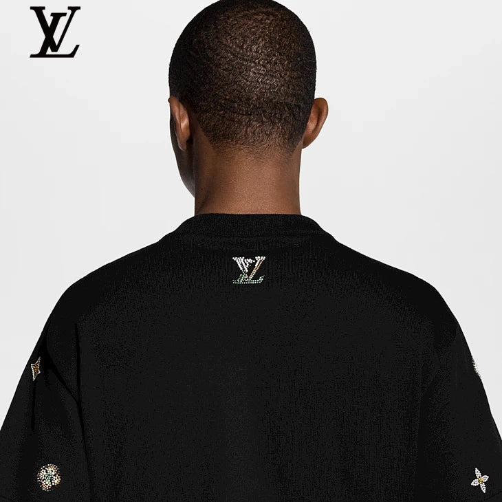 Louis Vuitton Black Jewel Embroidery Short Sleeve T-Shirt