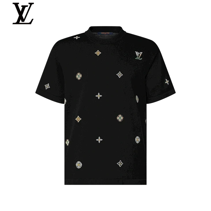 Louis Vuitton Black Jewel Embroidery Short Sleeve T-Shirt