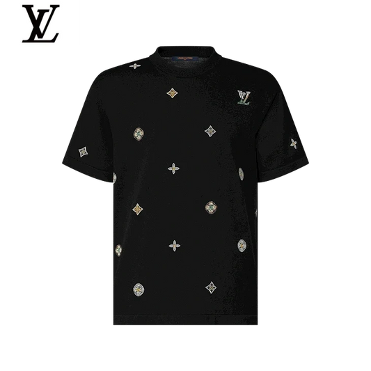 Louis Vuitton Black Jewel Embroidery Short Sleeve T-Shirt