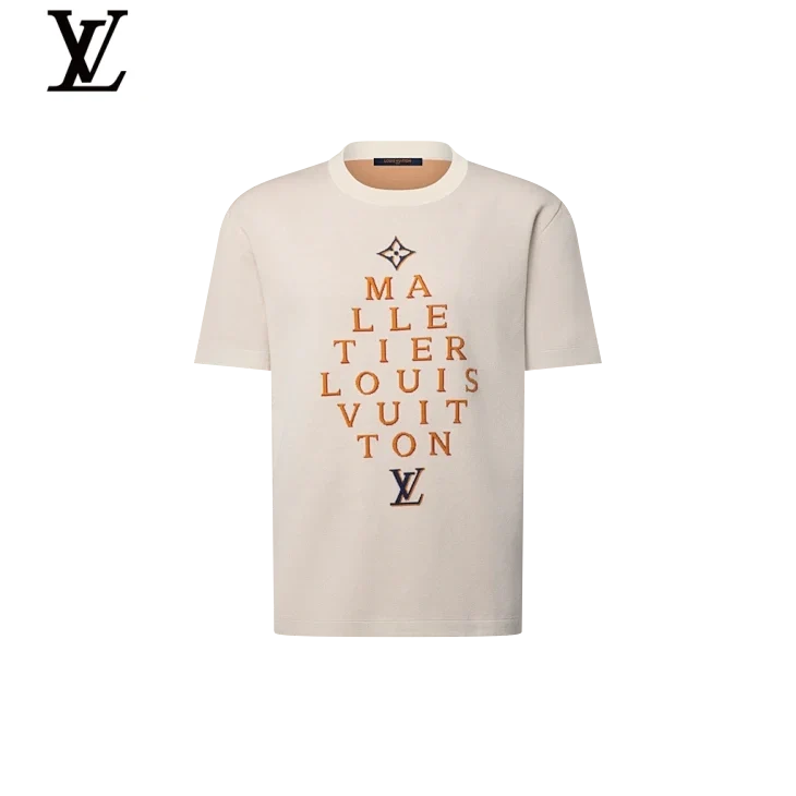 Louis Vuitton Beige Malletier Embroidery Short Sleeve T-Shirt