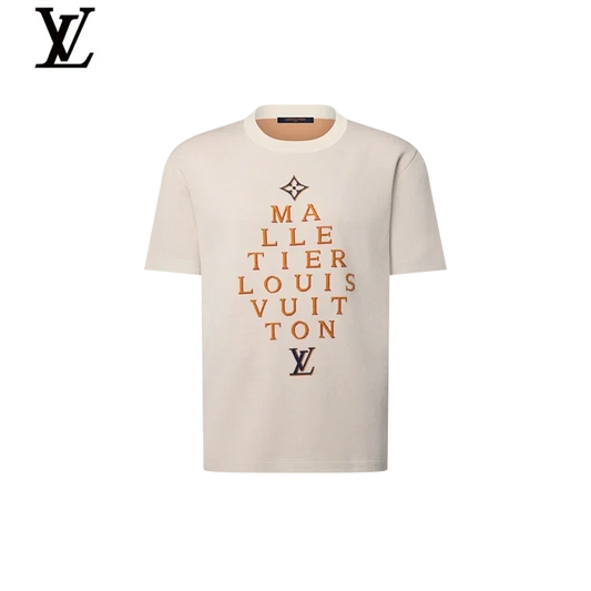 Louis Vuitton Beige Malletier Embroidery Short Sleeve T-Shirt