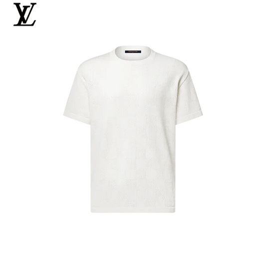 Louis Vuitton White Damier Knit Short-Sleeve T-Shirt