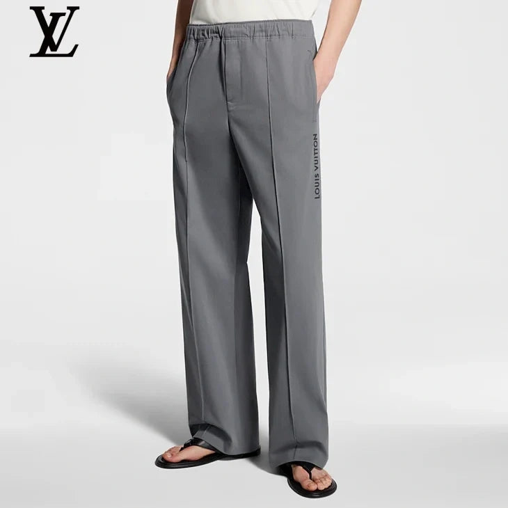 Louis Vuitton Grey Elastic-Waist Wide-Leg Trousers
