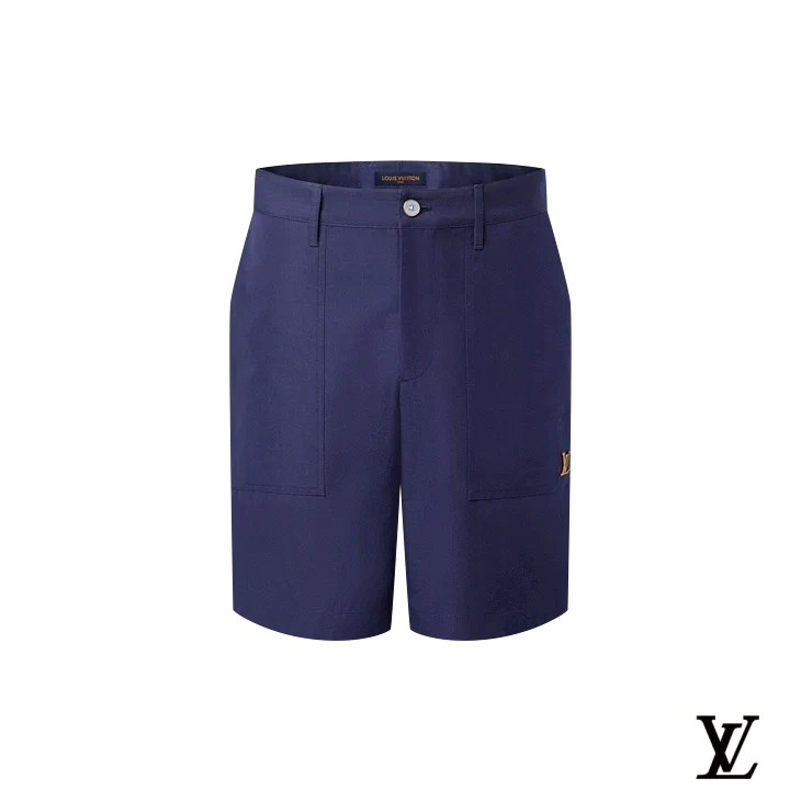 Louis Vuitton Navy Blue Metal Logo Shorts