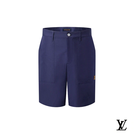 Louis Vuitton Navy Blue Metal Logo Shorts