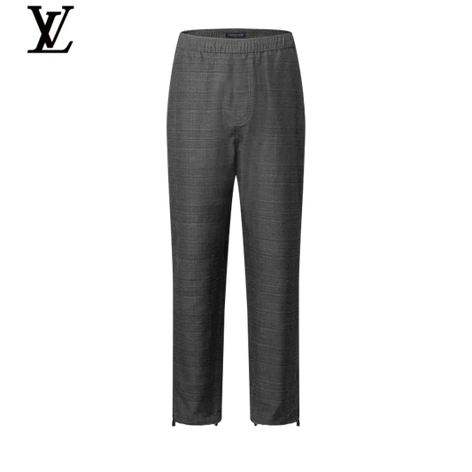 Louis Vuitton Grey Check Drawstring Trousers