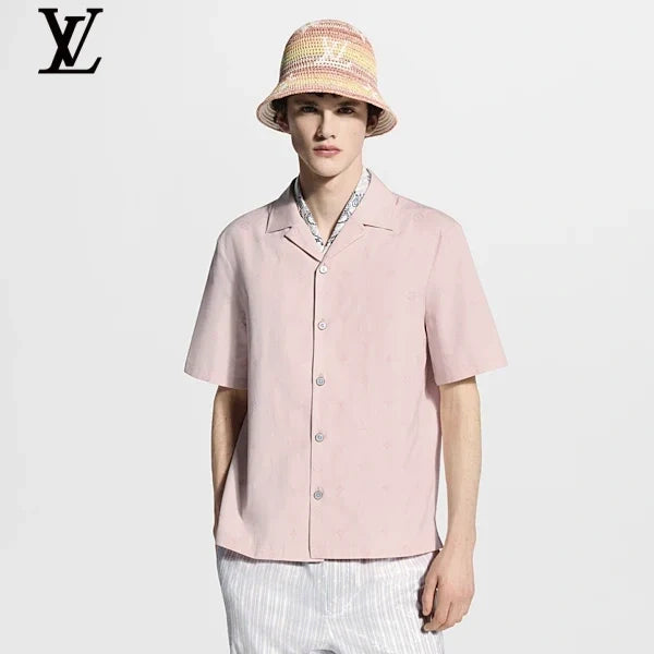Louis Vuitton Pink Subtle Monogram Camp Collar Short Sleeve Shirt