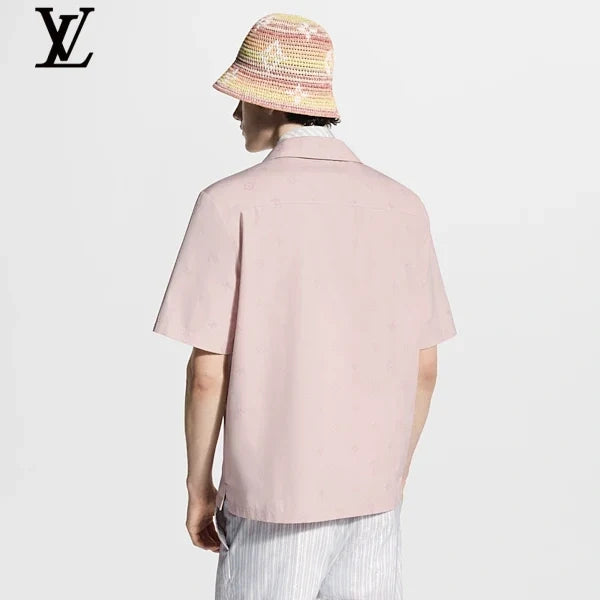 Louis Vuitton Pink Subtle Monogram Camp Collar Short Sleeve Shirt
