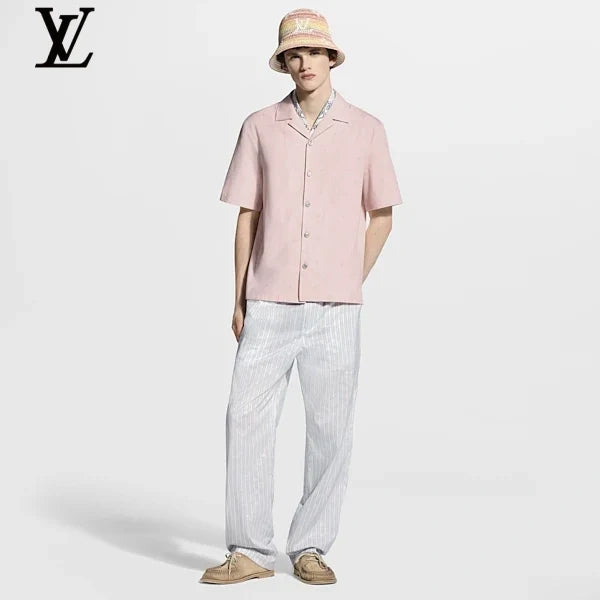Louis Vuitton Pink Subtle Monogram Camp Collar Short Sleeve Shirt