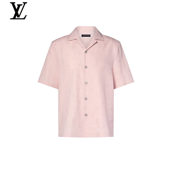 Louis Vuitton Pink Subtle Monogram Camp Collar Short Sleeve Shirt
