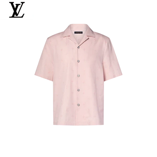 Louis Vuitton Pink Subtle Monogram Camp Collar Short Sleeve Shirt