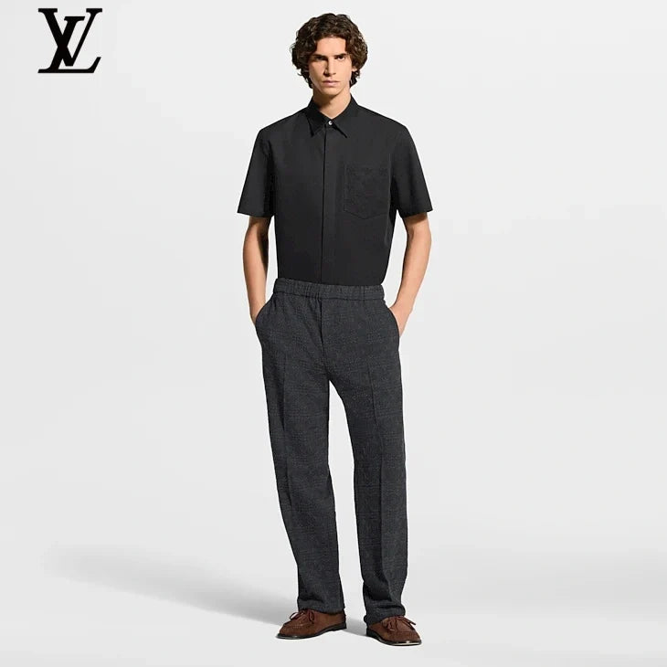 Louis Vuitton Black Monogram Embossed Pocket Short Sleeve Shirt