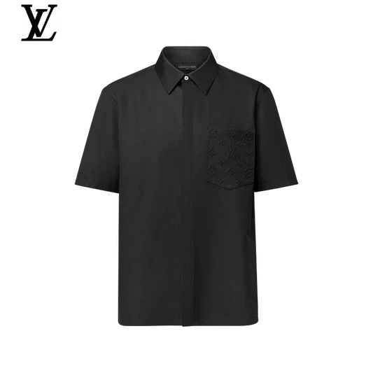 Louis Vuitton Black Monogram Embossed Pocket Short Sleeve Shirt
