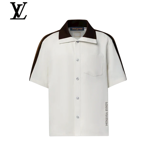 Louis Vuitton Off-White & Brown Color Block Short Sleeve Shirt