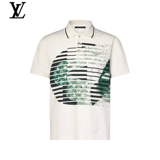 Louis Vuitton White Green Graphic Short Sleeve Polo Shirt
