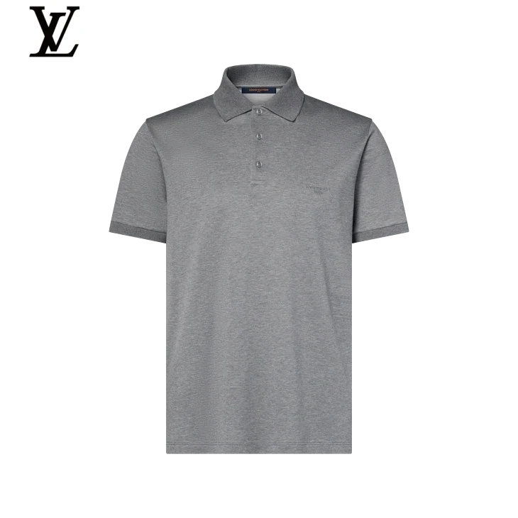 Louis Vuitton Heather Grey Embroidered Logo Short Sleeve Polo Shirt