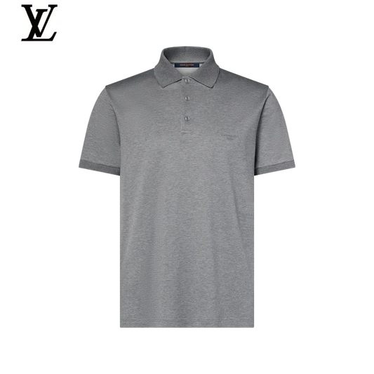 Louis Vuitton Heather Grey Embroidered Logo Short Sleeve Polo Shirt