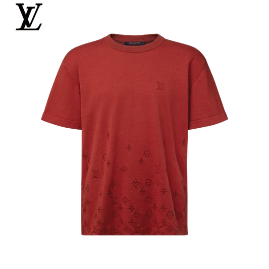 Louis Vuitton Red Gradient Monogram Knit Short Sleeve Tee