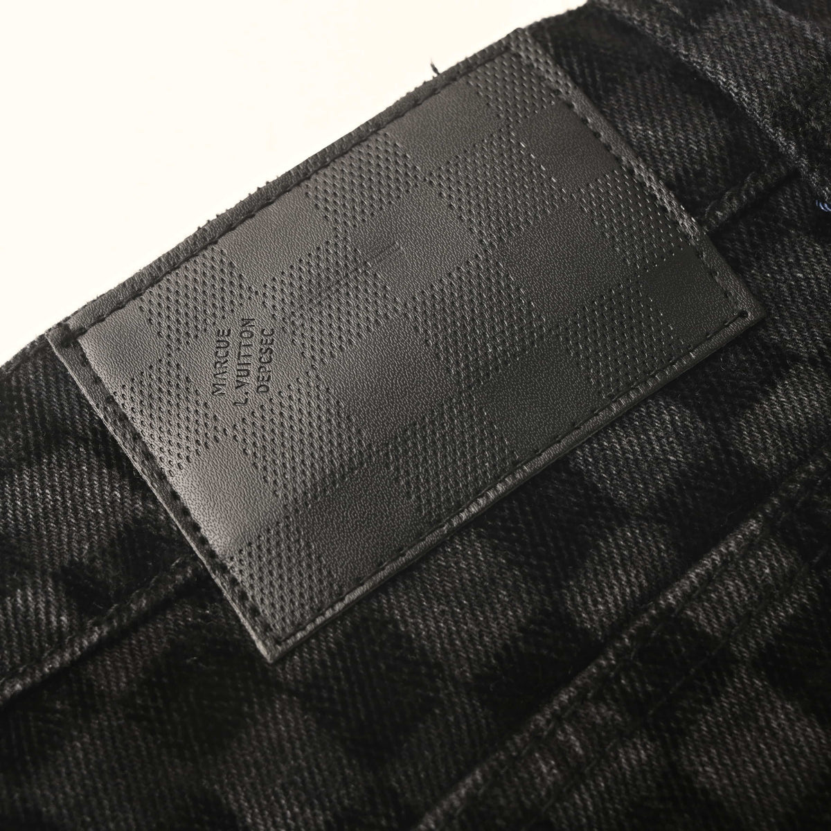 Louis Vuitton Mosaic Flocked Checkerboard Panel Jeans | Designer Statement Denim Pants for Streetwear Styling
