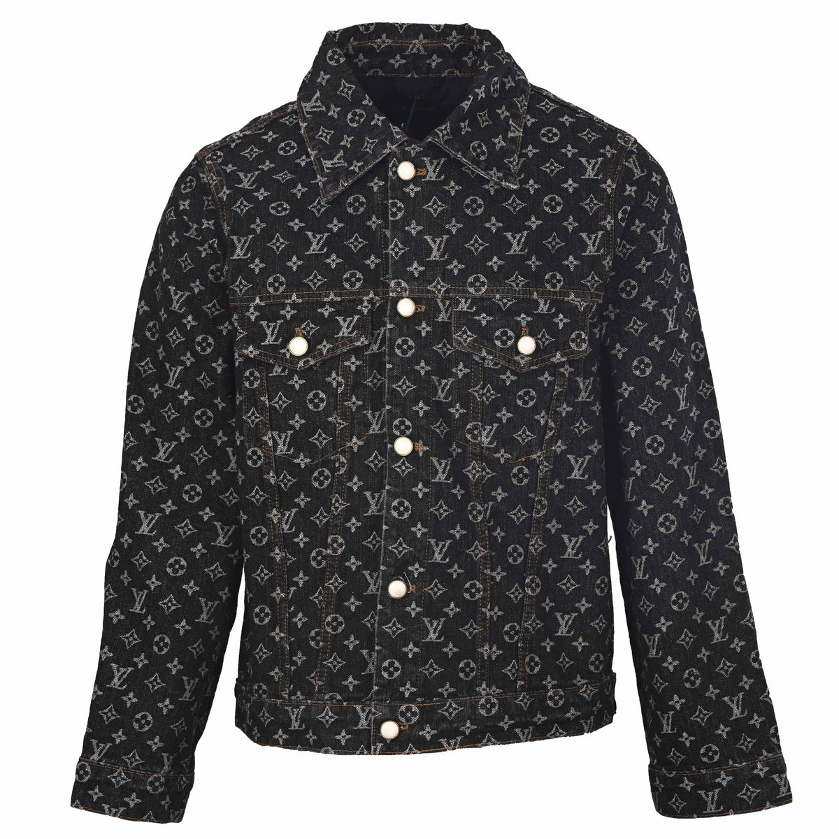 Louis Vuitton All-Over Monogram Denim Jacket | Statement Designer Jean Jacket for Urban Streetwear
