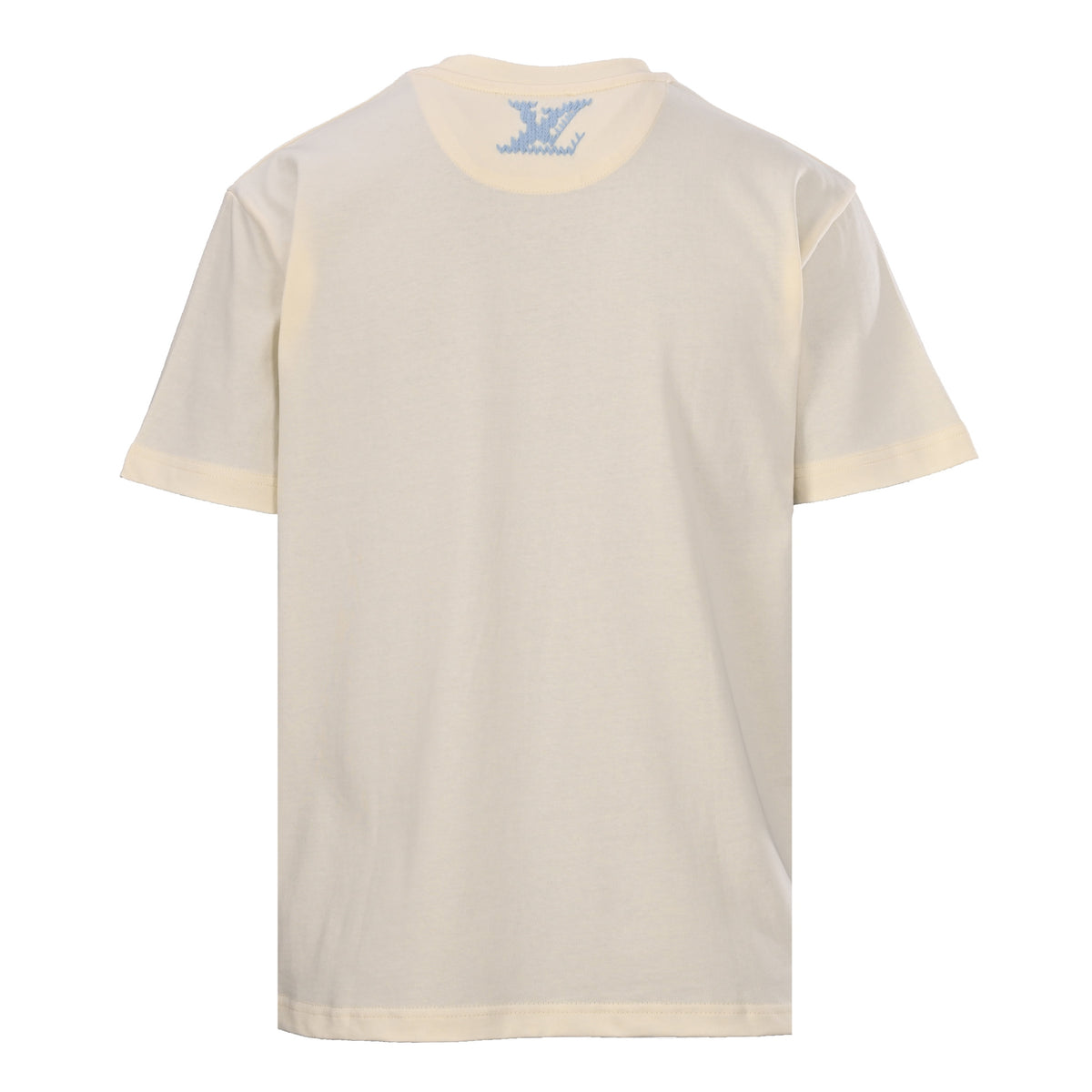 Louis Vuitton Blue Knit Embroidered Short-Sleeve T-Shirt | Designer Casual