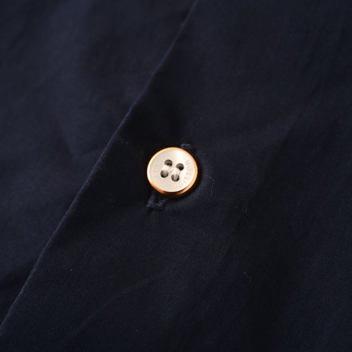 Louis Vuitton Nigo Navy Portrait Graphic Shirt, Unisex Long-Sleeve Rayon Poplin Button-Up with Embroidered Chest Logo and Contrast Back Print
