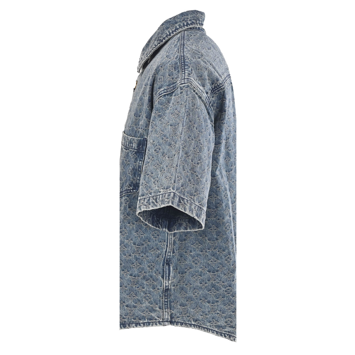Louis Vuitton All-Over Monogram Jacquard Short-Sleeve Denim Shirt | Luxury Designer Casual Streetwear