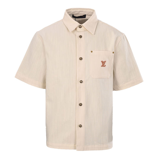 Louis Vuitton Leather-Blend Short-Sleeve Shirt | Designer Smart Casual