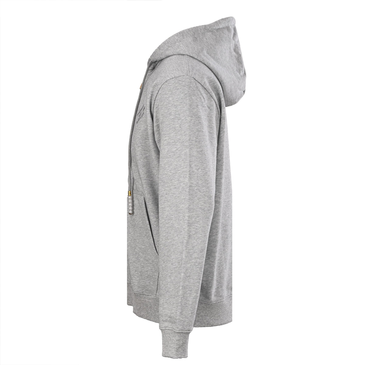 Louis Vuitton Letter Embroidered Zip-Up Hooded Jacket with Pearl-Detail Drawstrings | Designer Streetwear