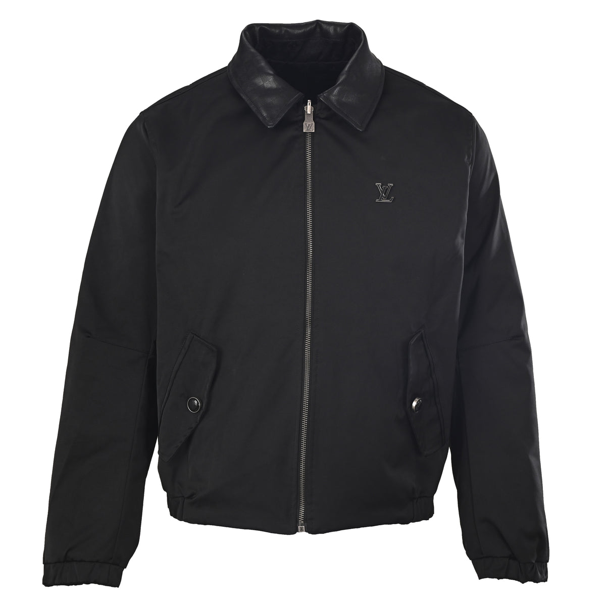Louis Vuitton Leather-Collar Checkerboard Jacket | Reversible Cinched-Waist Designer Luxury Casual Outerwear