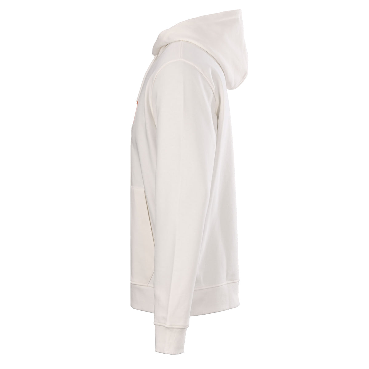 Louis Vuitton Ivory Cotton French Terry Hoodie with Tan Leather Chest Patch, Unisex Relaxed-Fit Pullover with Drawstring Hood and Kangaroo Pocket