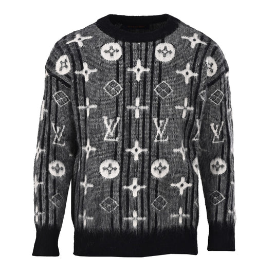 Louis Vuitton All-Over Monogram Mohair-Blend Crewneck Sweater - Heavyweight Unisex Drop-Shoulder Knitwear