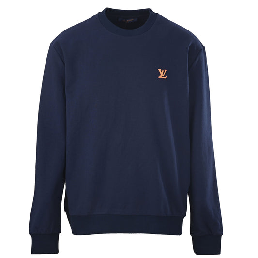 Louis Vuitton Leather Logo Patch Crewneck Sweatshirt | Designer Casual Pullover for Understated Streetwear