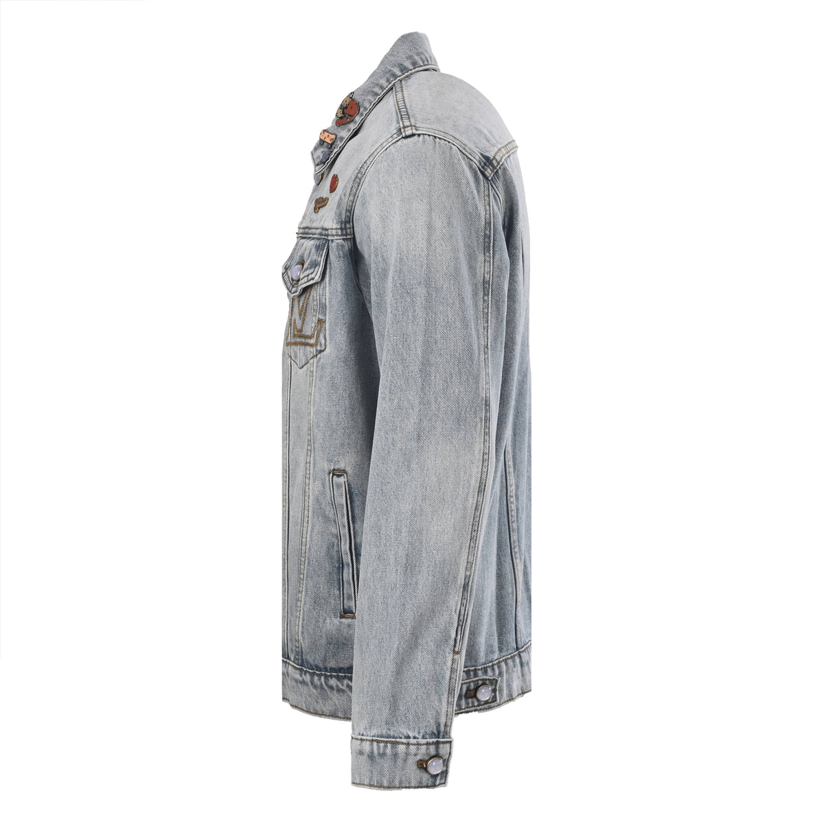 Louis Vuitton Embroidered Denim Skate Jacket with Leather Detailing & Statement Hardware | Designer Streetwear