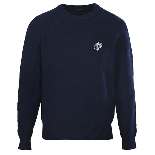 Louis Vuitton Checkerboard Beaded Embroidery Crewneck Sweater | Designer Knitwear for Elevated Casual Style