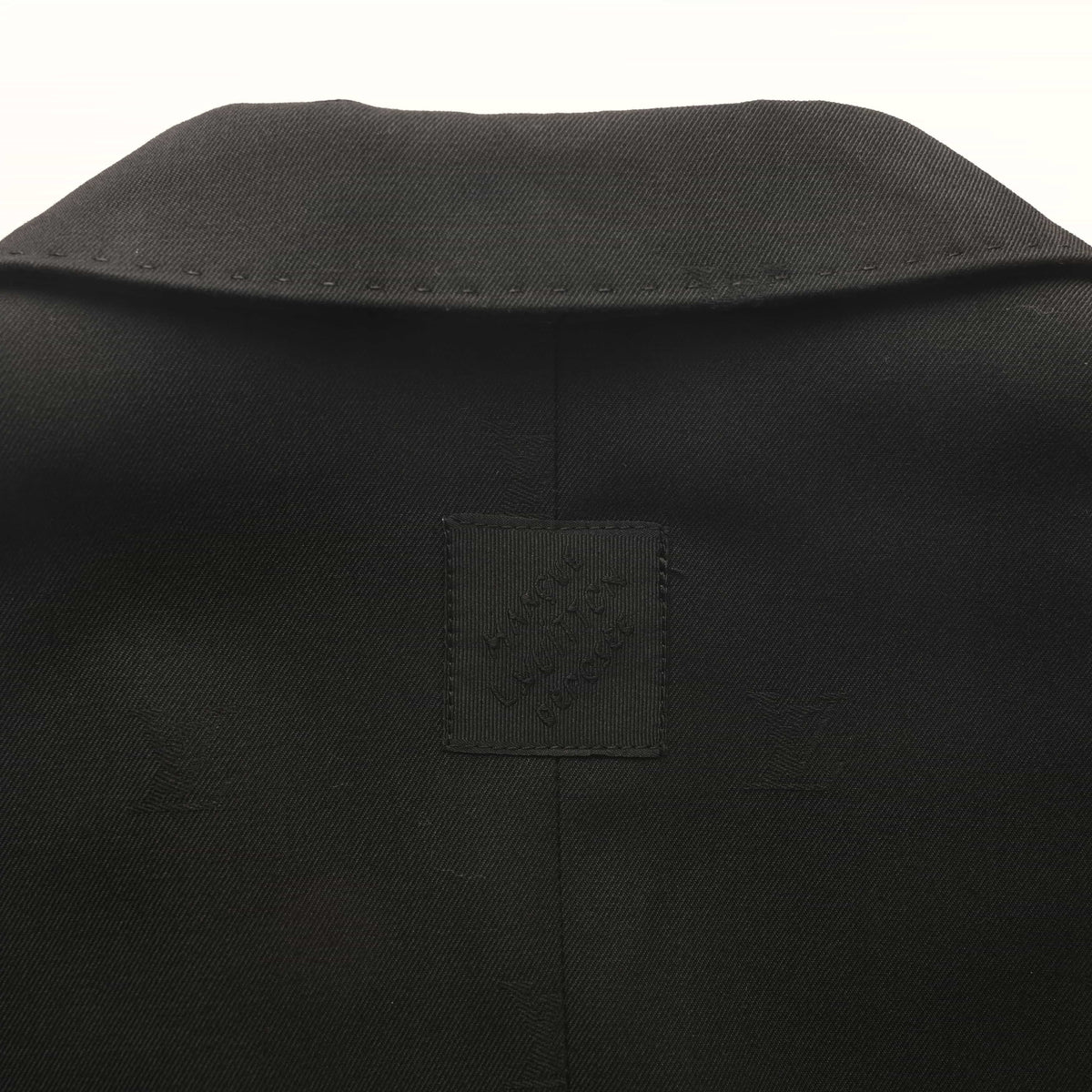 Louis Vuitton Black Tonal Monogram Jacquard Blazer, Wool Satin Two-Button Tailored Suit Jacket with Notch Lapels and Hand-Finished Cuffs