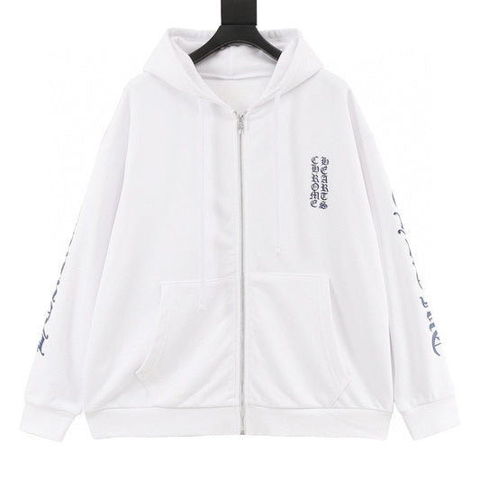 CH Blue Lettering Print Zip-Up Hoodie